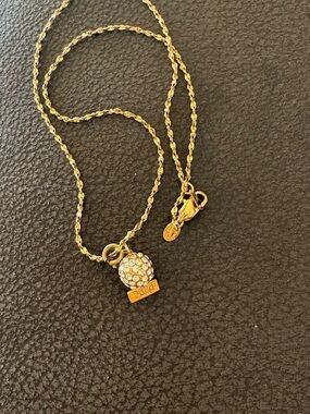 PARK LANE Gold Tone Rope Chain Necklace with 16" Round Crystal Pavé Y2K Charm
